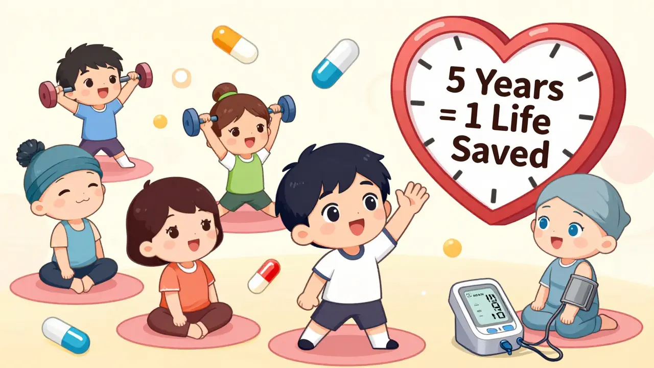 Chibi patients living healthily with statin alternatives like ezetimibe and PCSK9 icons nearby.