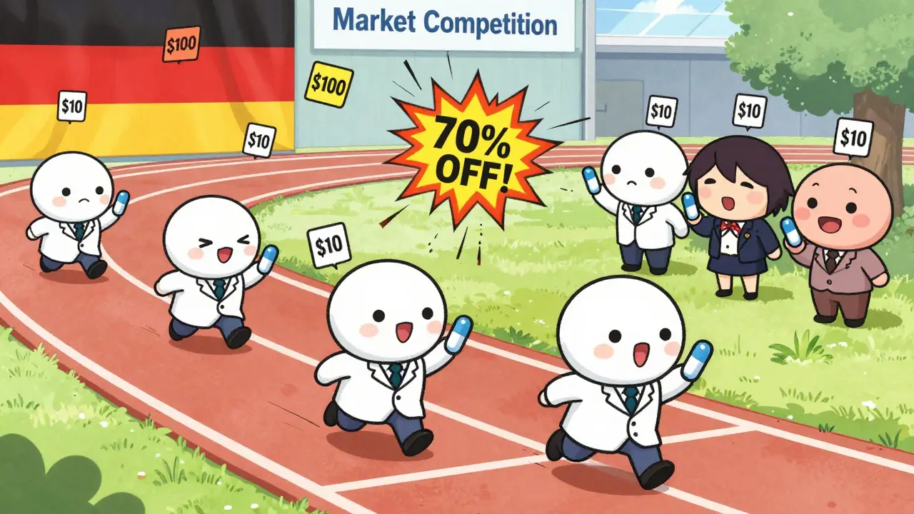 Tiny drug manufacturers racing to lower prices, with price tags dropping as competitors enter the market.