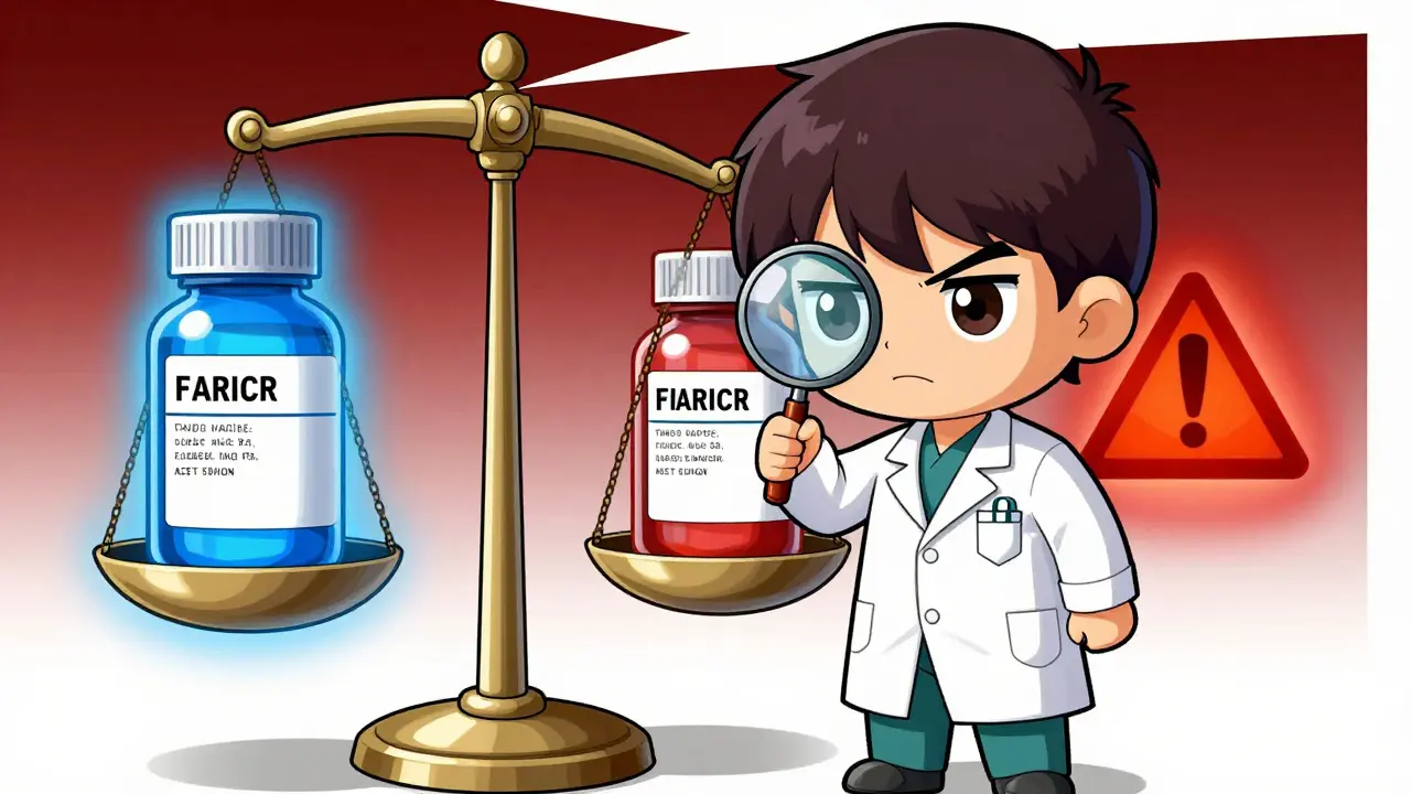 Anime medic weighing safe versus risky medication types