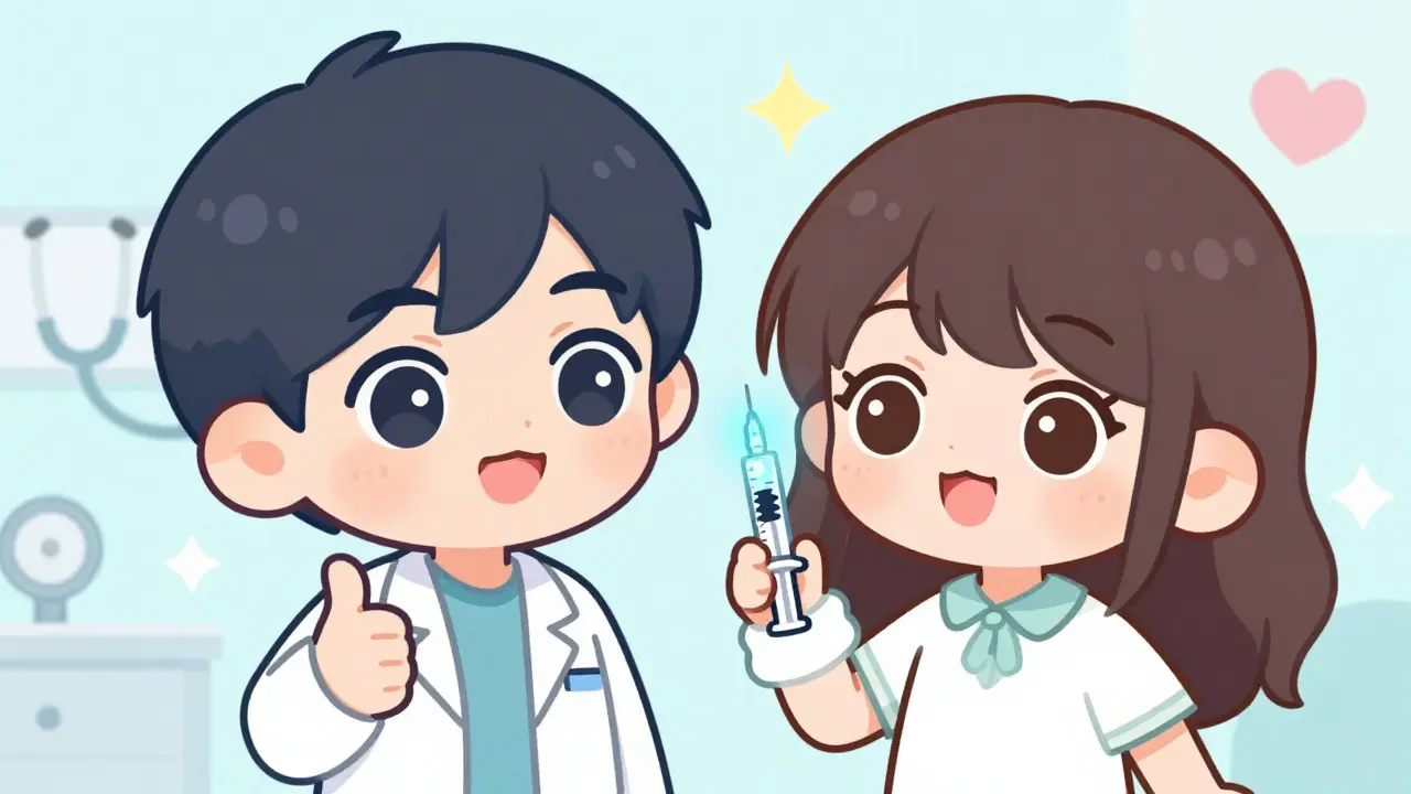 Chibi doctor and patient during a hopeful eye treatment procedure