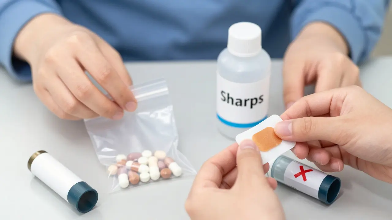 Chibi hands sealing pills and folding patches safely