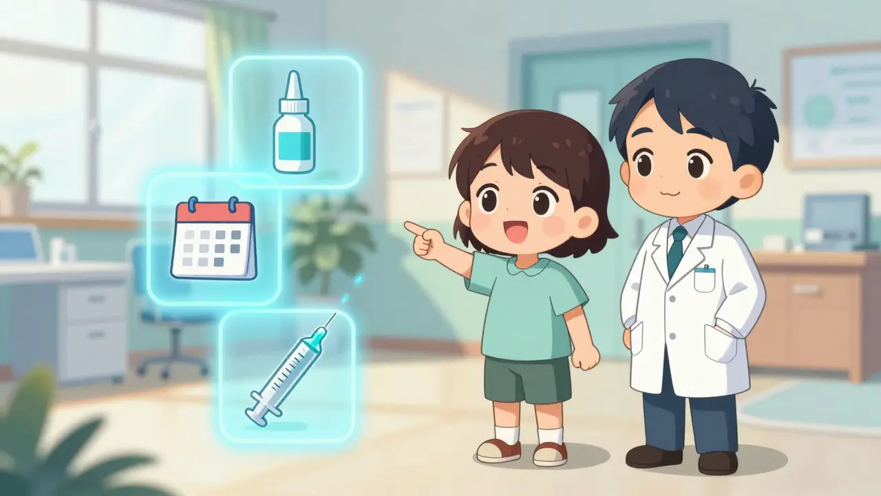 Chibi patient consulting doctor about allergy treatment options