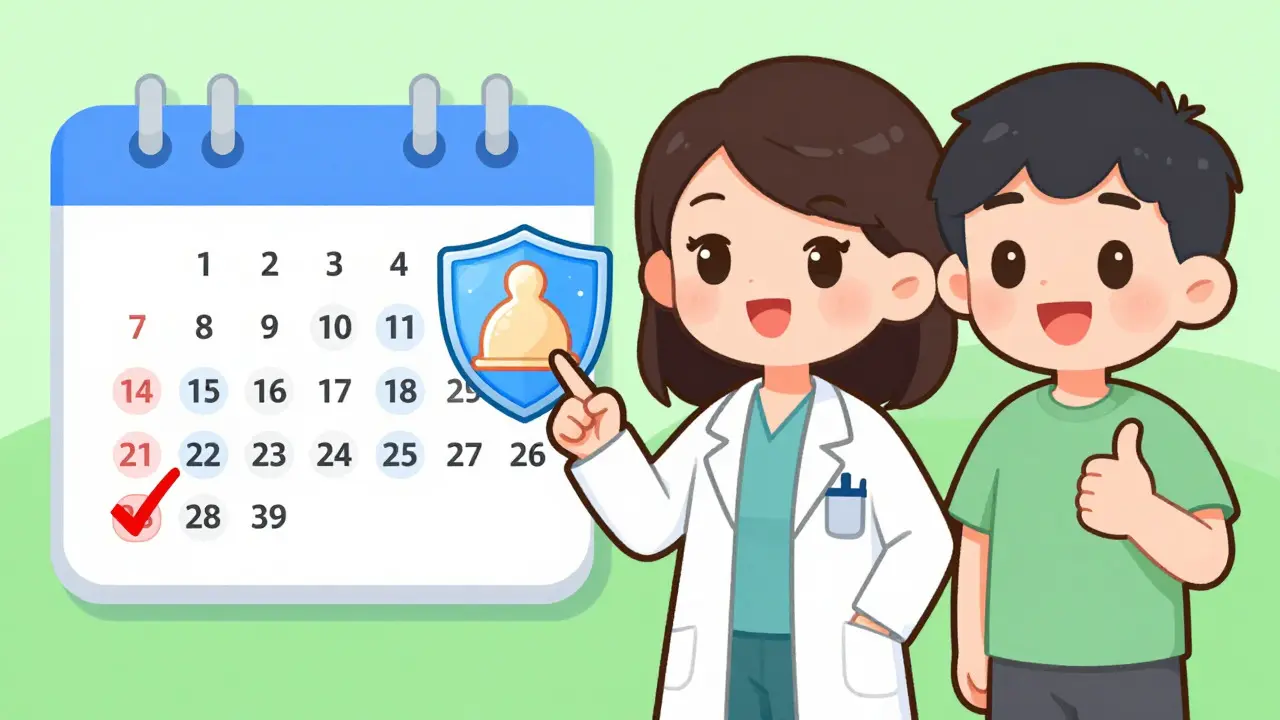 Chibi doctor advising patient on backup contraception methods like condoms and IUDs